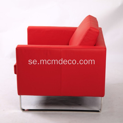 Röd äkta lädersoffa stol